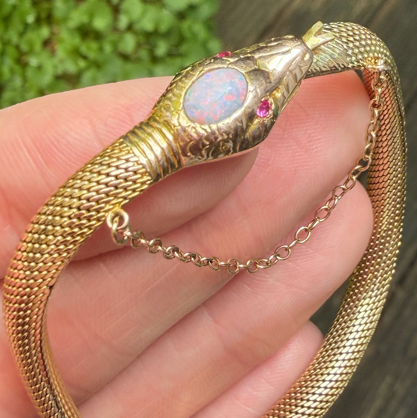 Antique 9ct gold ouroboros gold snake bracelet