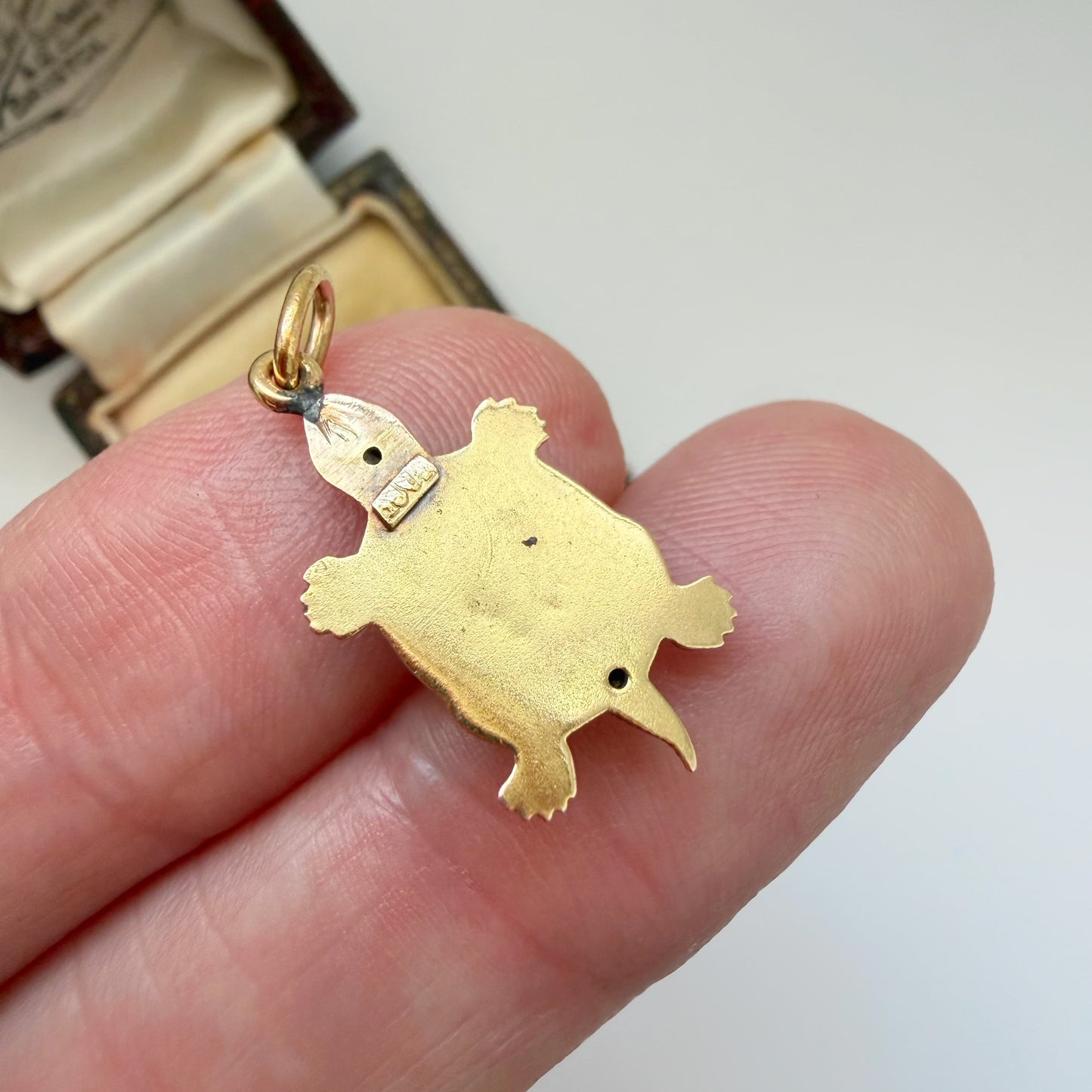 Antique 15ct gold & gemstone tortoise charm