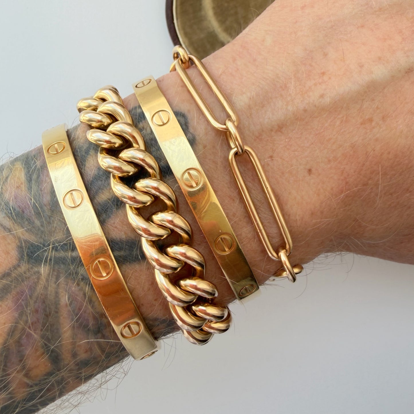 Antique 18ct gold paperclip bracelet