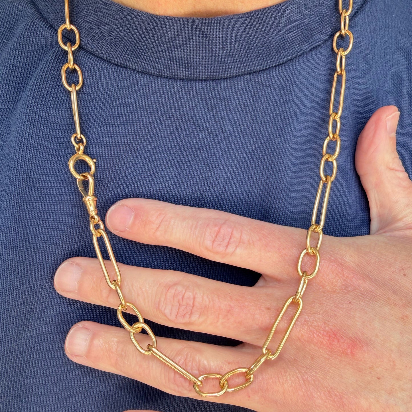 Vintage/antique 9ct gold mixed link Albert chain