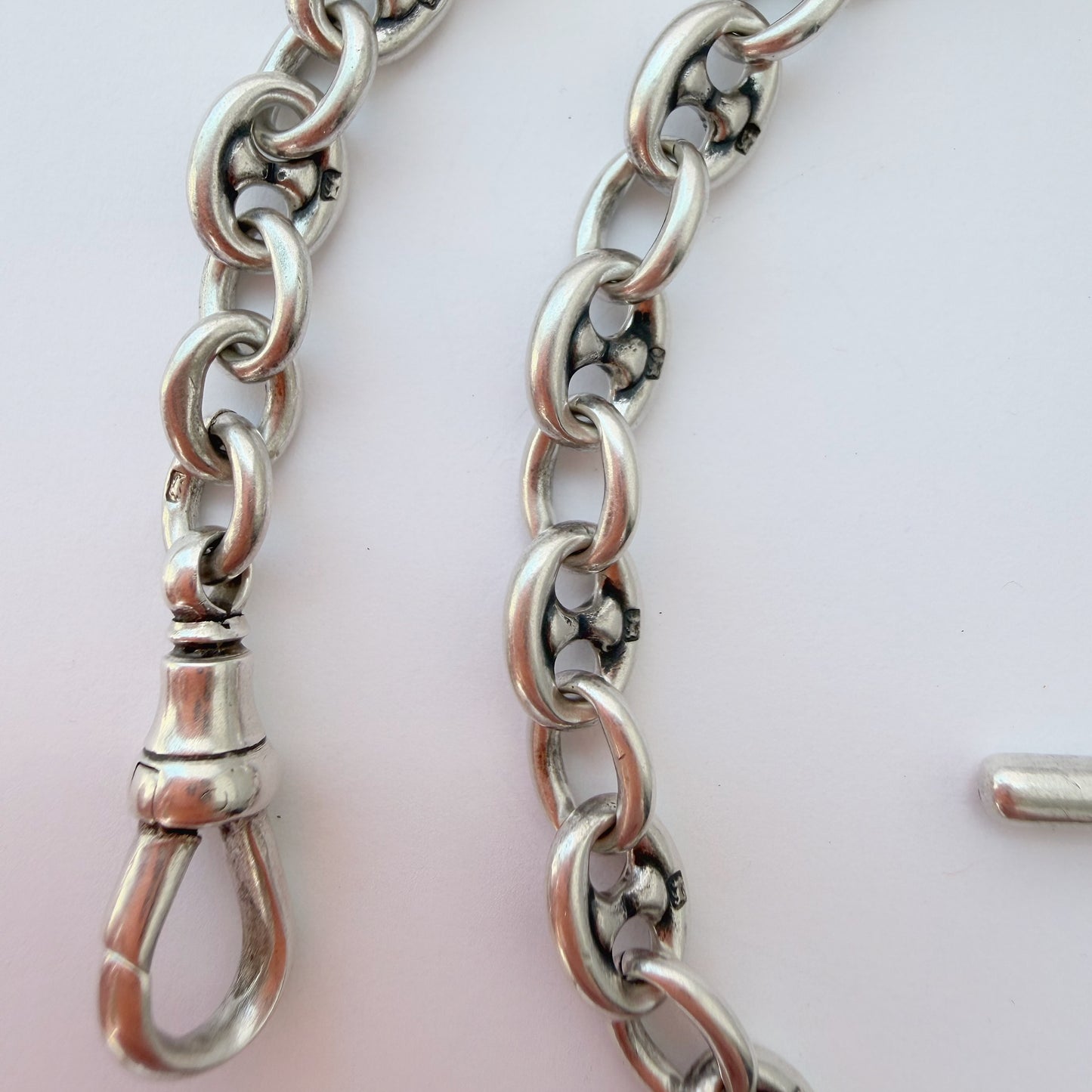 Antique Sterling Silver mariner link Albert chain