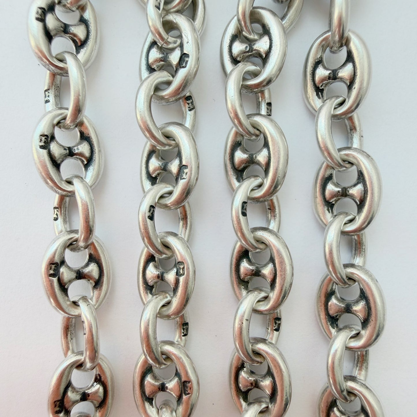 Antique Sterling Silver mariner link Albert chain