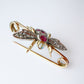 Antique 15ct gold, diamond, ruby & opal bee brooch