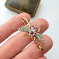 Antique 15ct gold, diamond, ruby & opal bee brooch