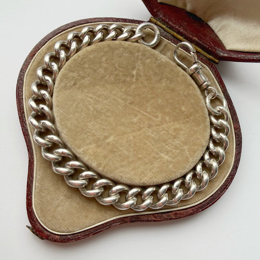 Antique sterling silver graduated curb bracelet