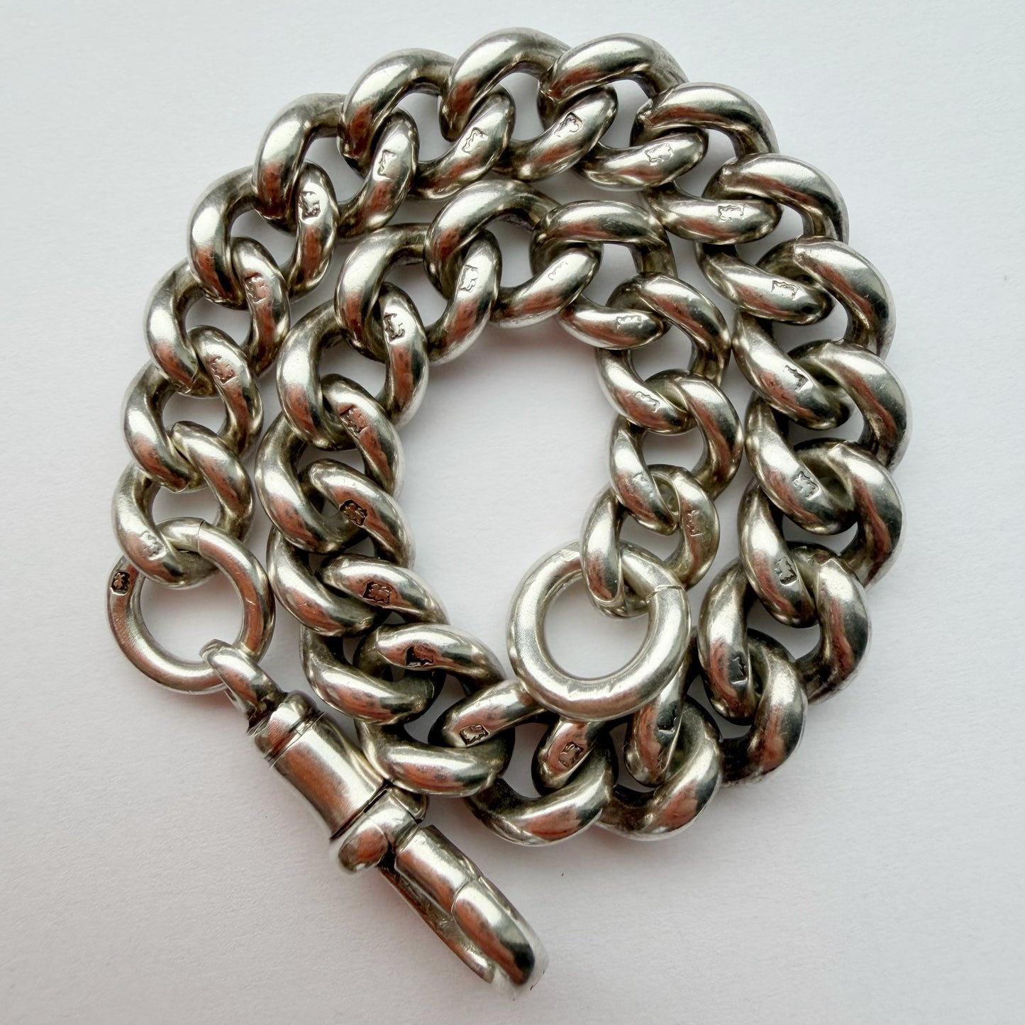 Antique sterling silver graduated curb bracelet
