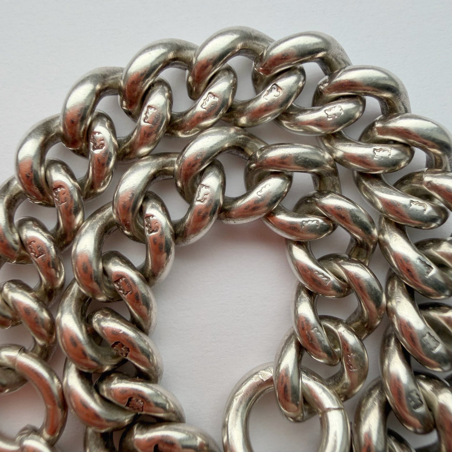 Antique sterling silver graduated curb bracelet
