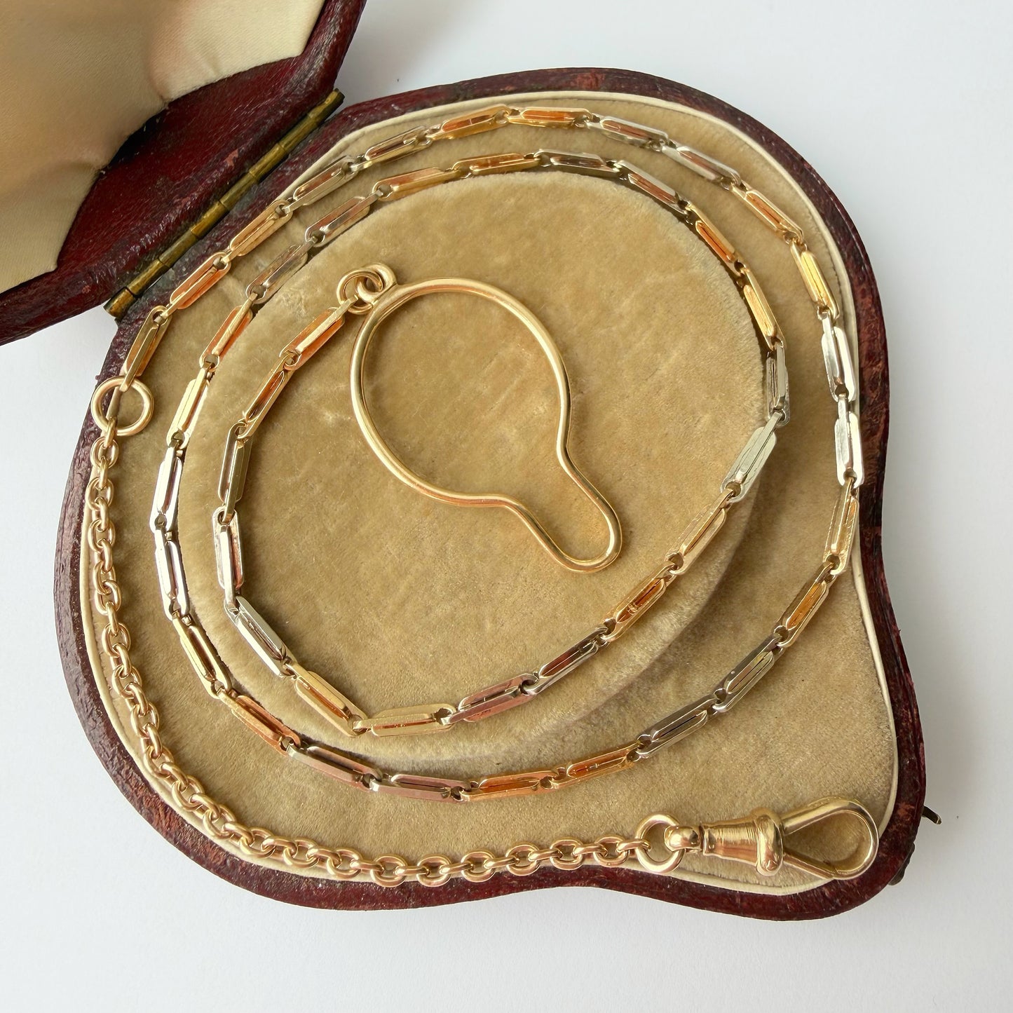 Antique 9ct gold bi-colour watch chain