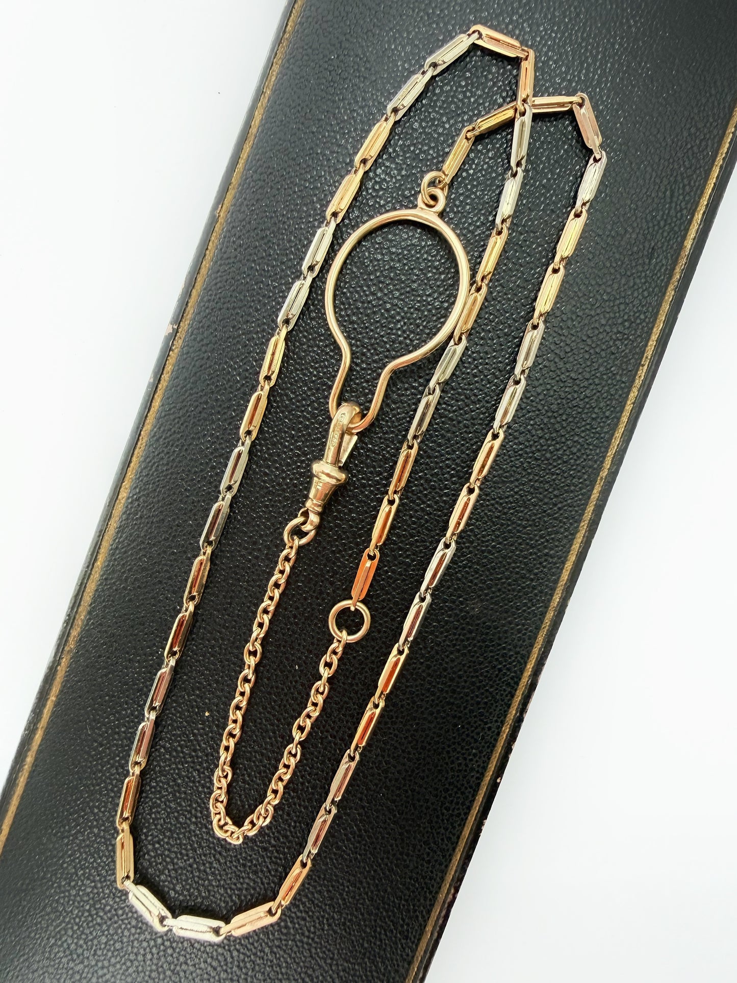 Antique 9ct gold bi-colour watch chain