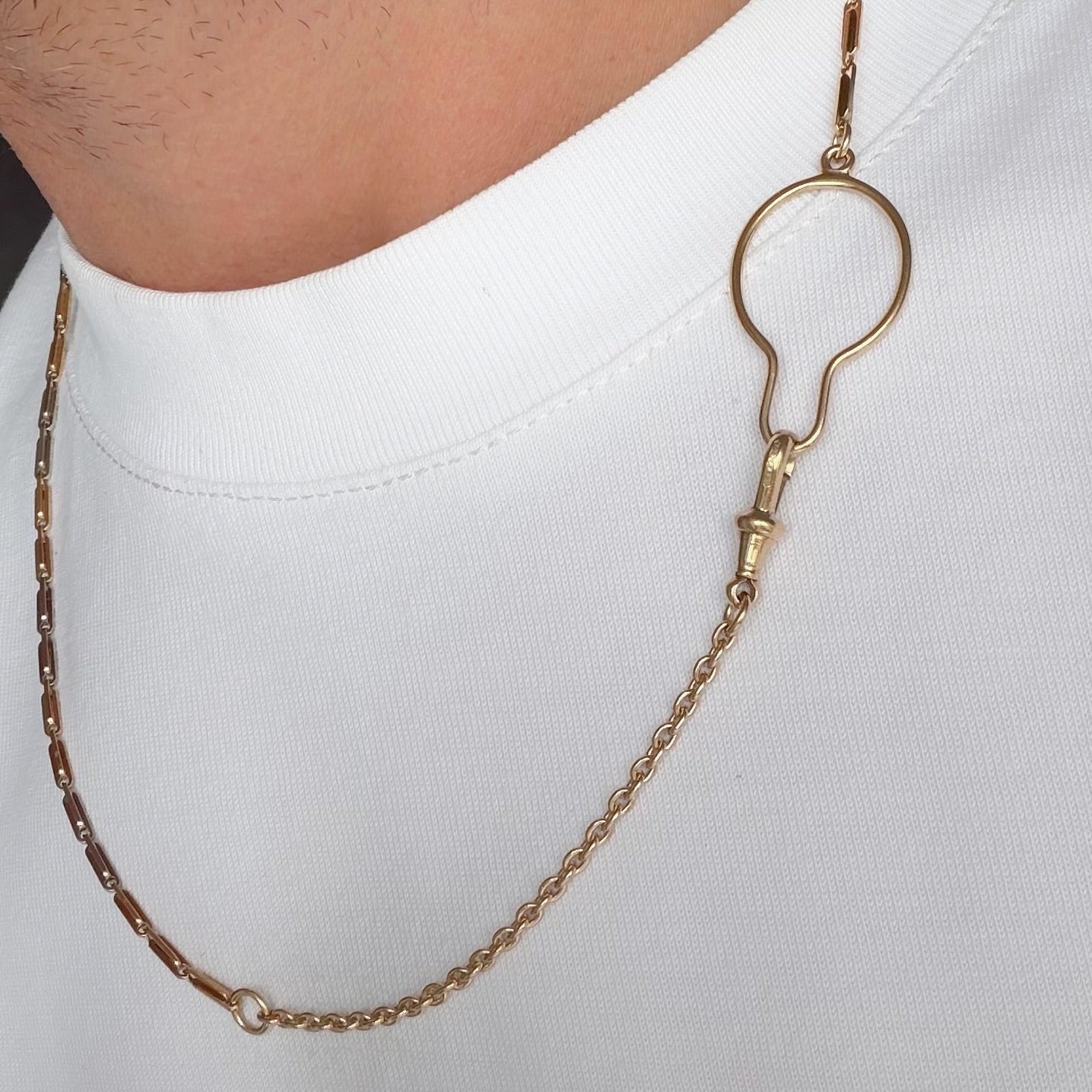 Antique 9ct gold bi-colour watch chain