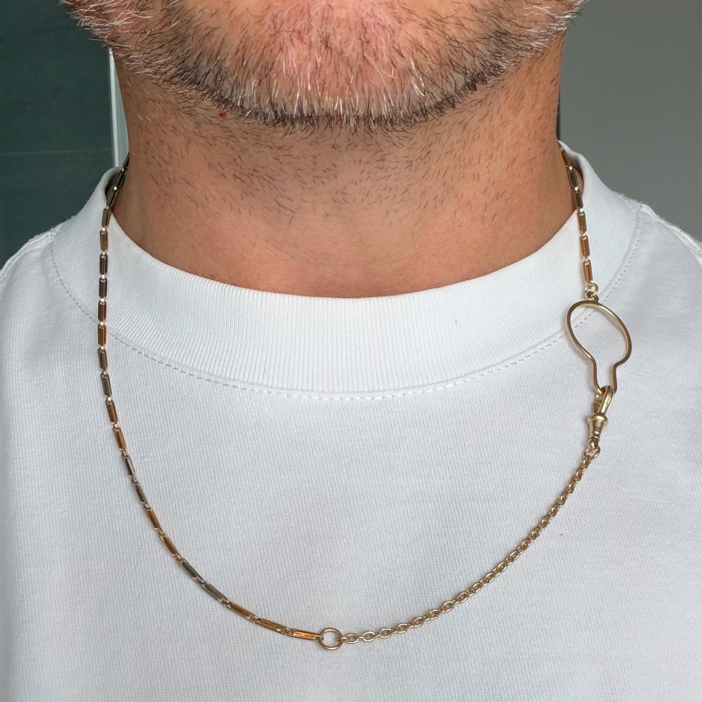 Antique 9ct gold bi-colour watch chain
