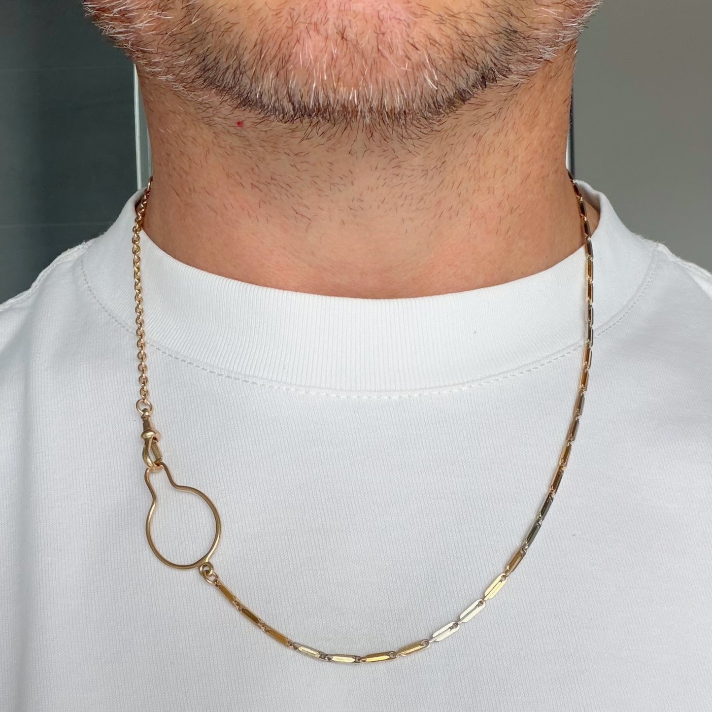 Antique 9ct gold bi-colour watch chain