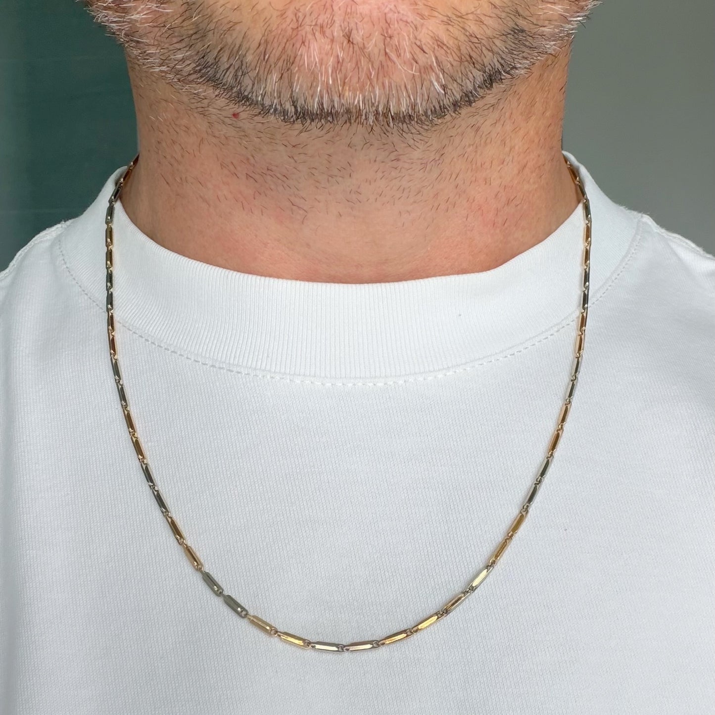 Antique 9ct gold bi-colour watch chain