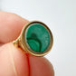 Antique 15ct gold & malachite snake fob