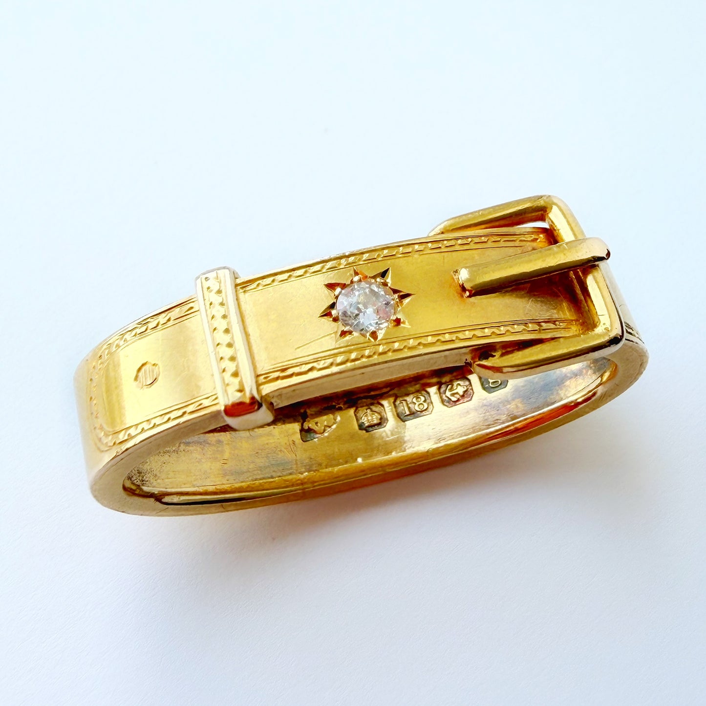 Edwardian 18ct gold & old cut diamond scarf tie
