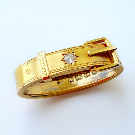 Edwardian 18ct gold & old cut diamond scarf tie