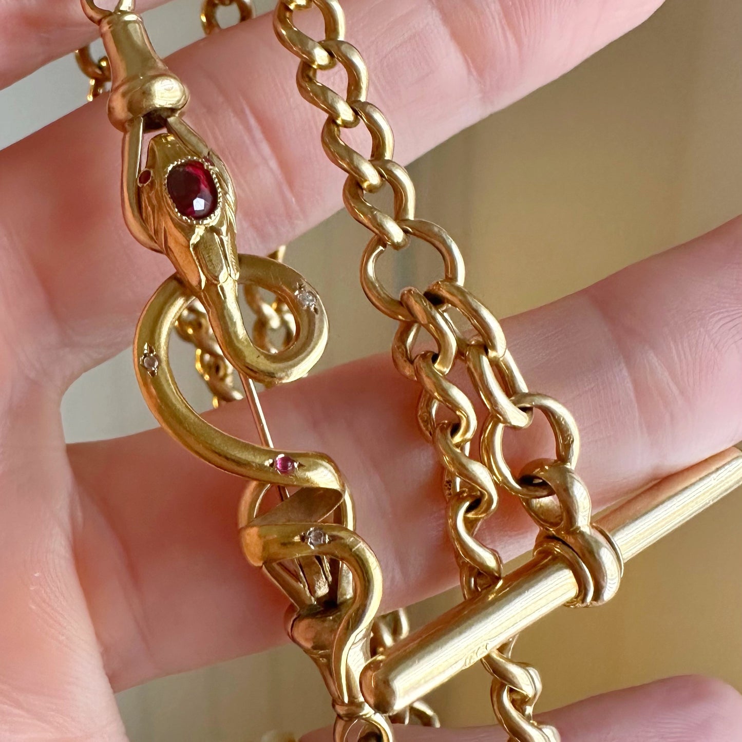 Antique French 18ct gold snake brooch