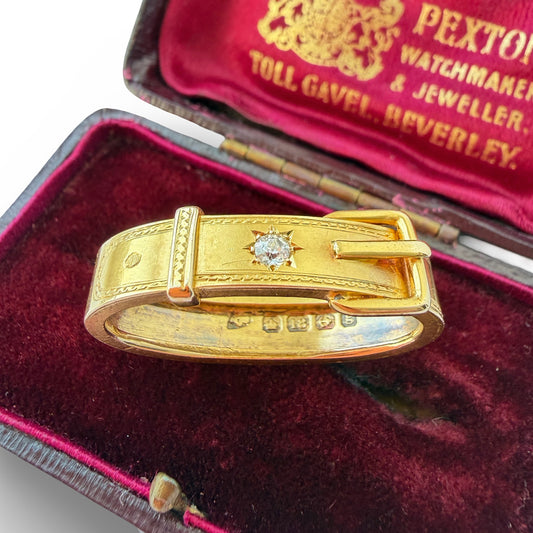 Edwardian 18ct gold & old cut diamond scarf tie