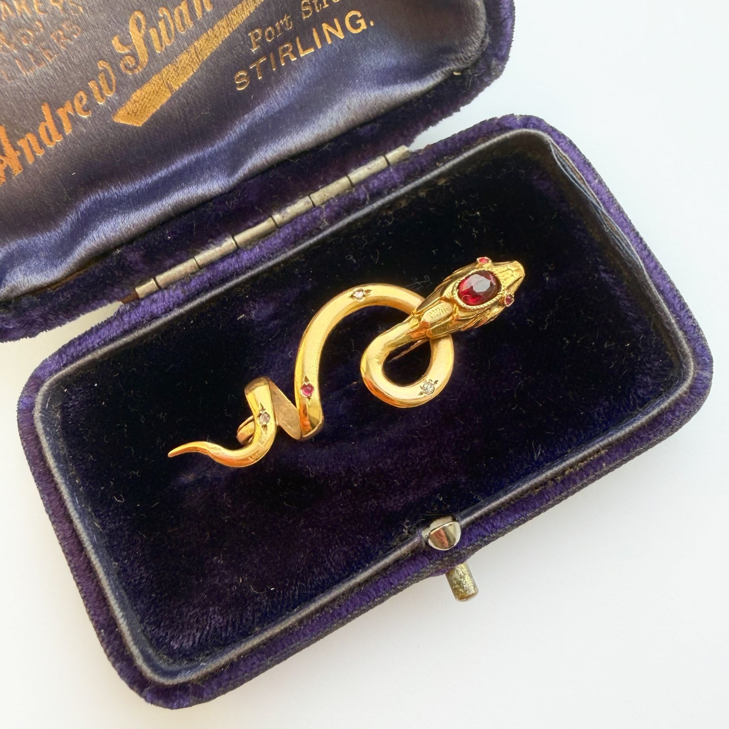 Antique French 18ct gold snake brooch