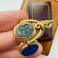 Victorian 18ct gold, lapis & bloodstone spinning locket