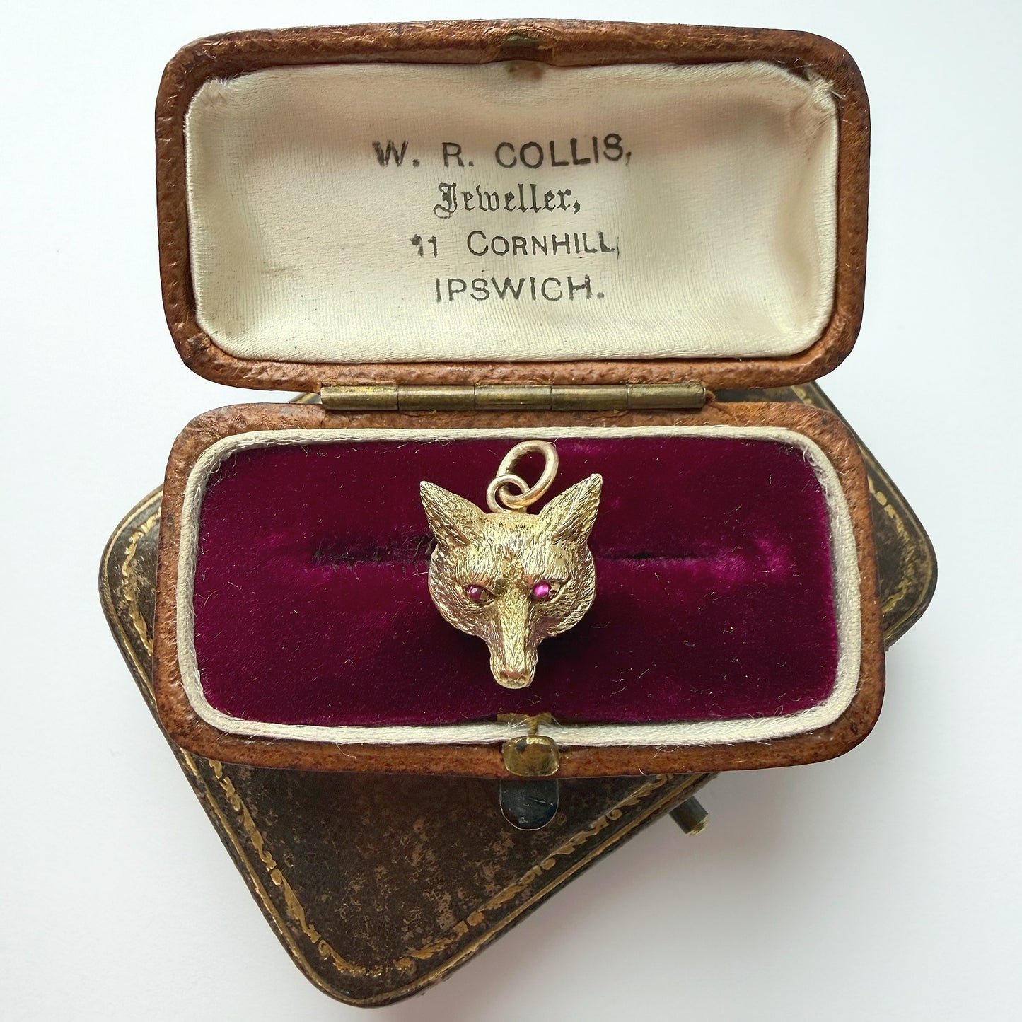 Antique 15ct gold & ruby fox charm