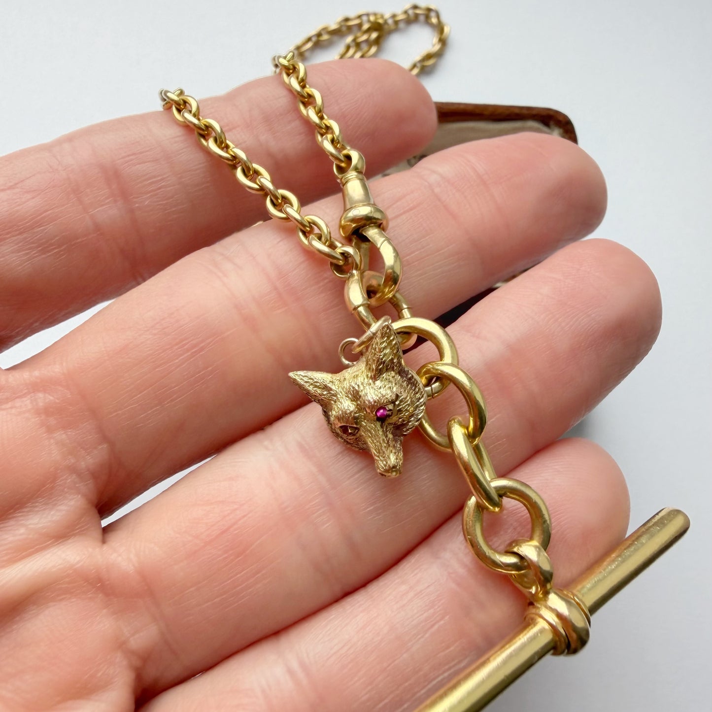 Antique 15ct gold & ruby fox charm