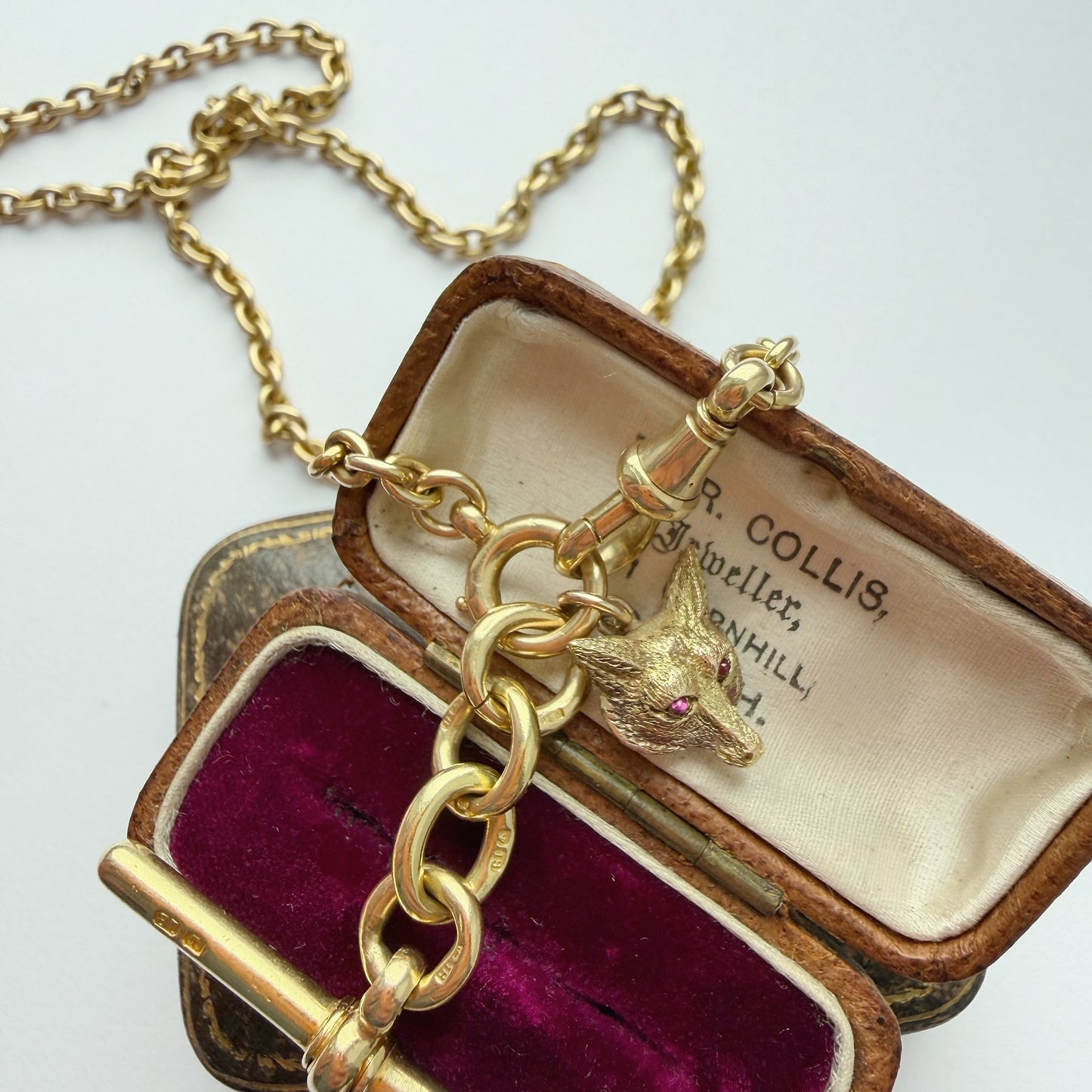 Antique 15ct gold & ruby fox charm