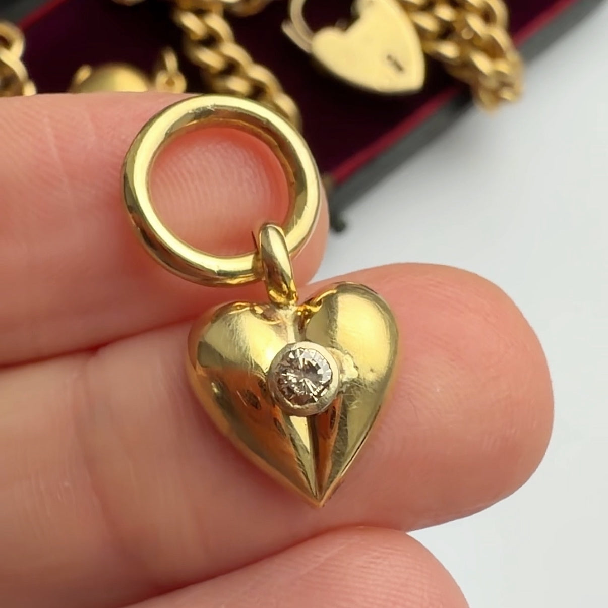 14ct gold & natural diamond heart charm