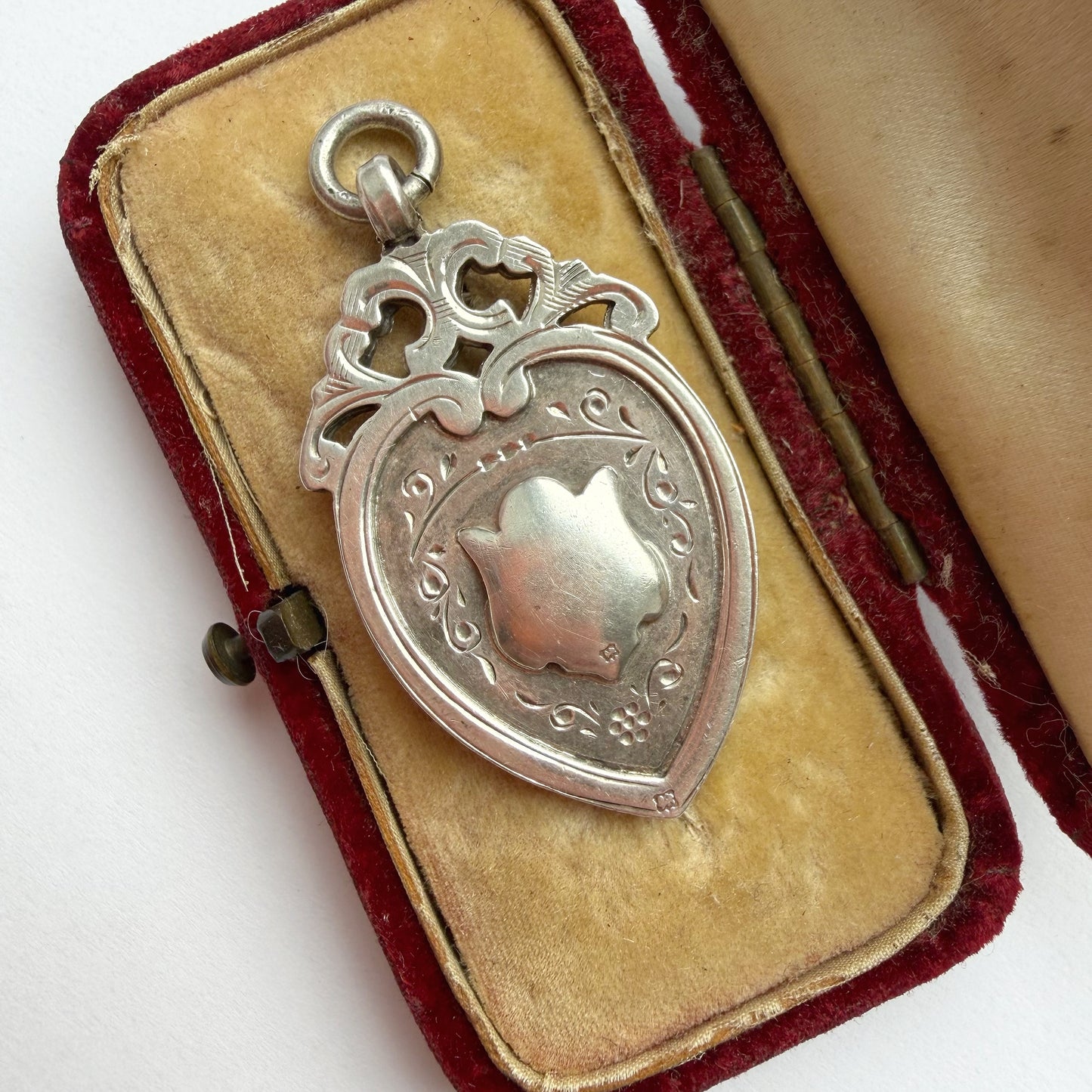 Antique sterling silver heart shaped fob