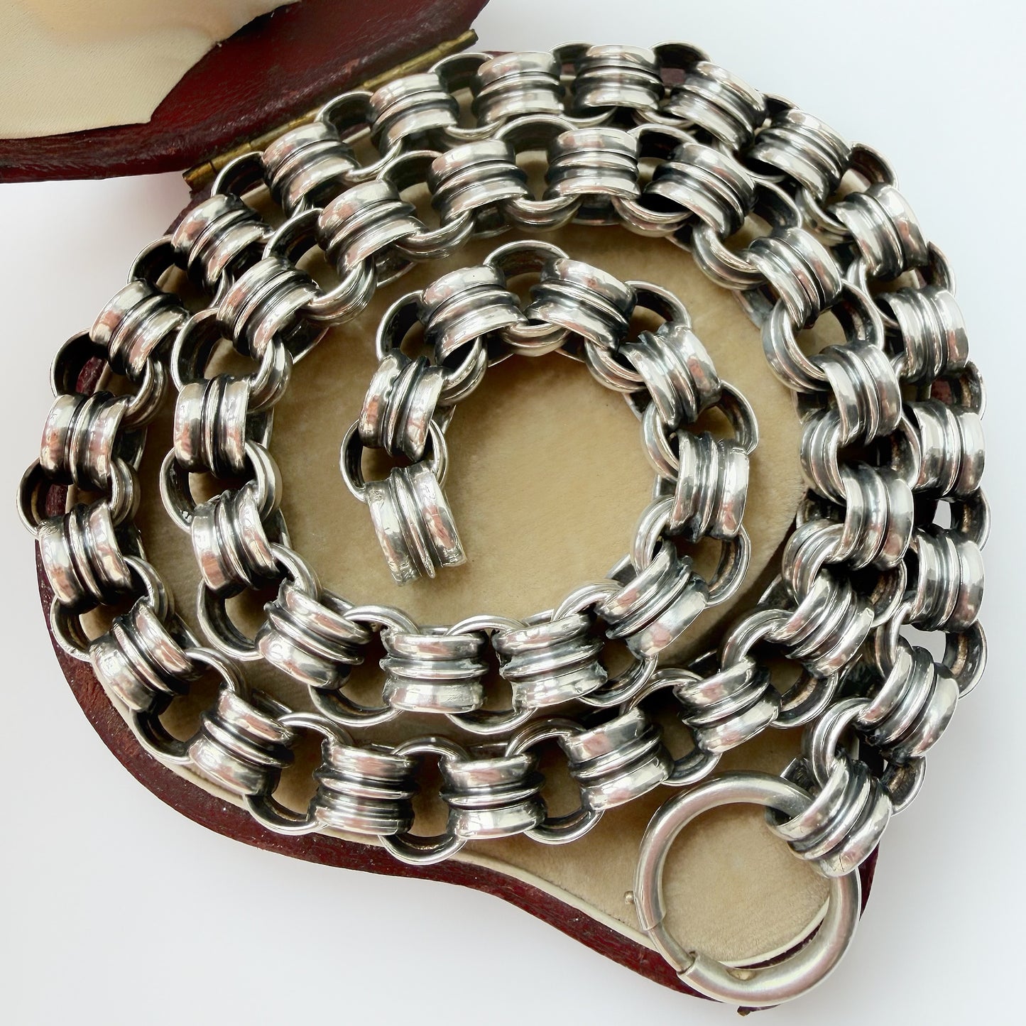 Victorian sterling silver double belcher collar chain