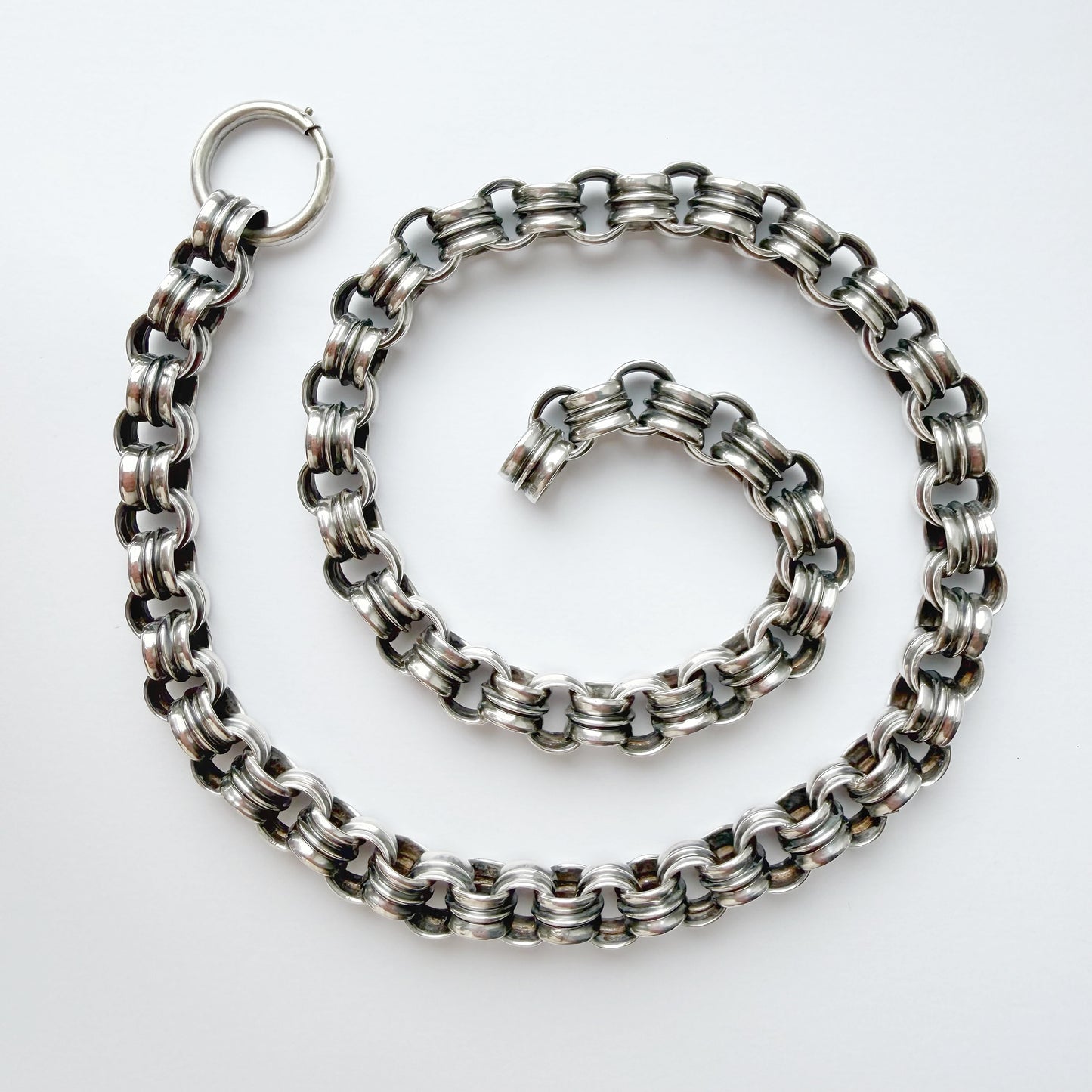 Victorian sterling silver double belcher collar chain