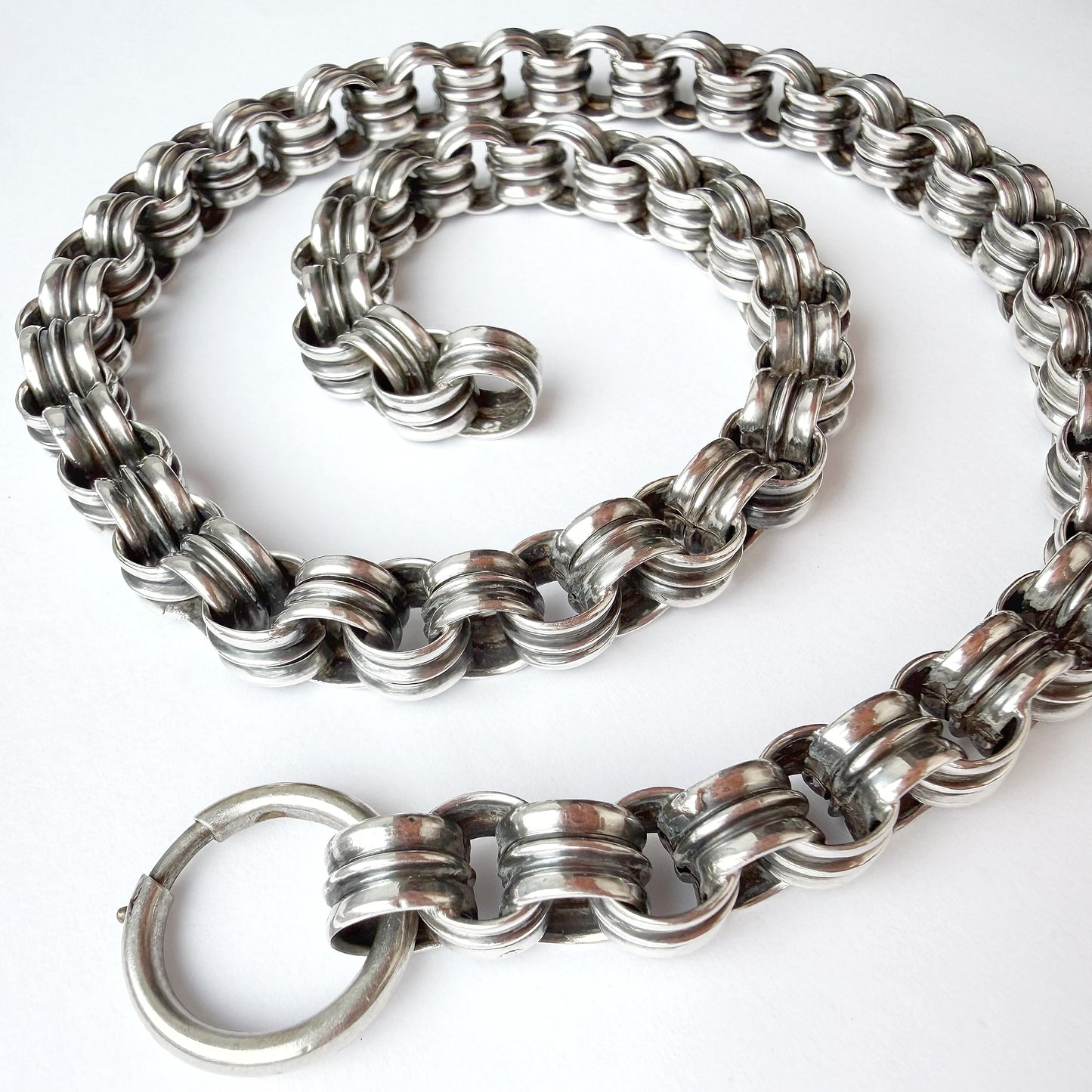 Victorian sterling silver double belcher collar chain