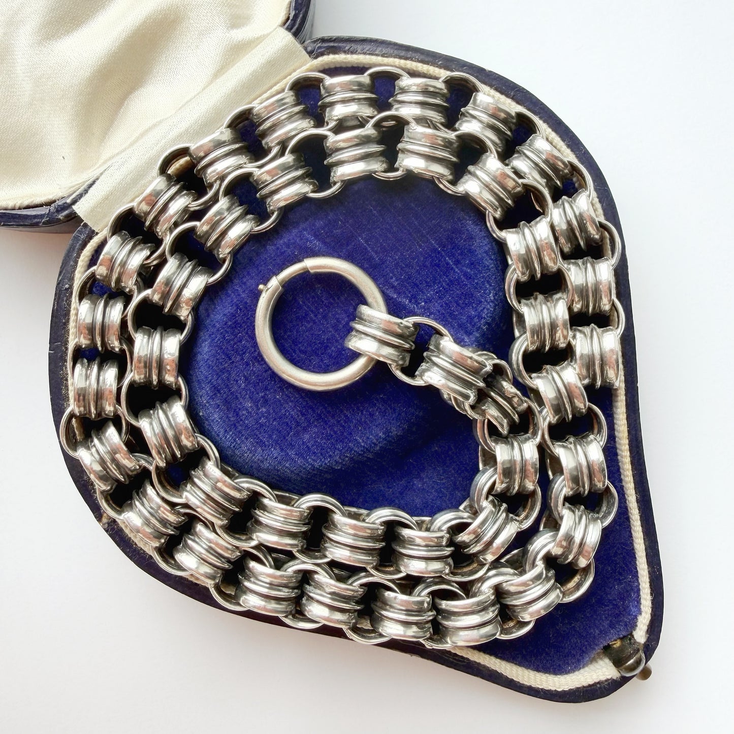 Victorian sterling silver double belcher collar chain