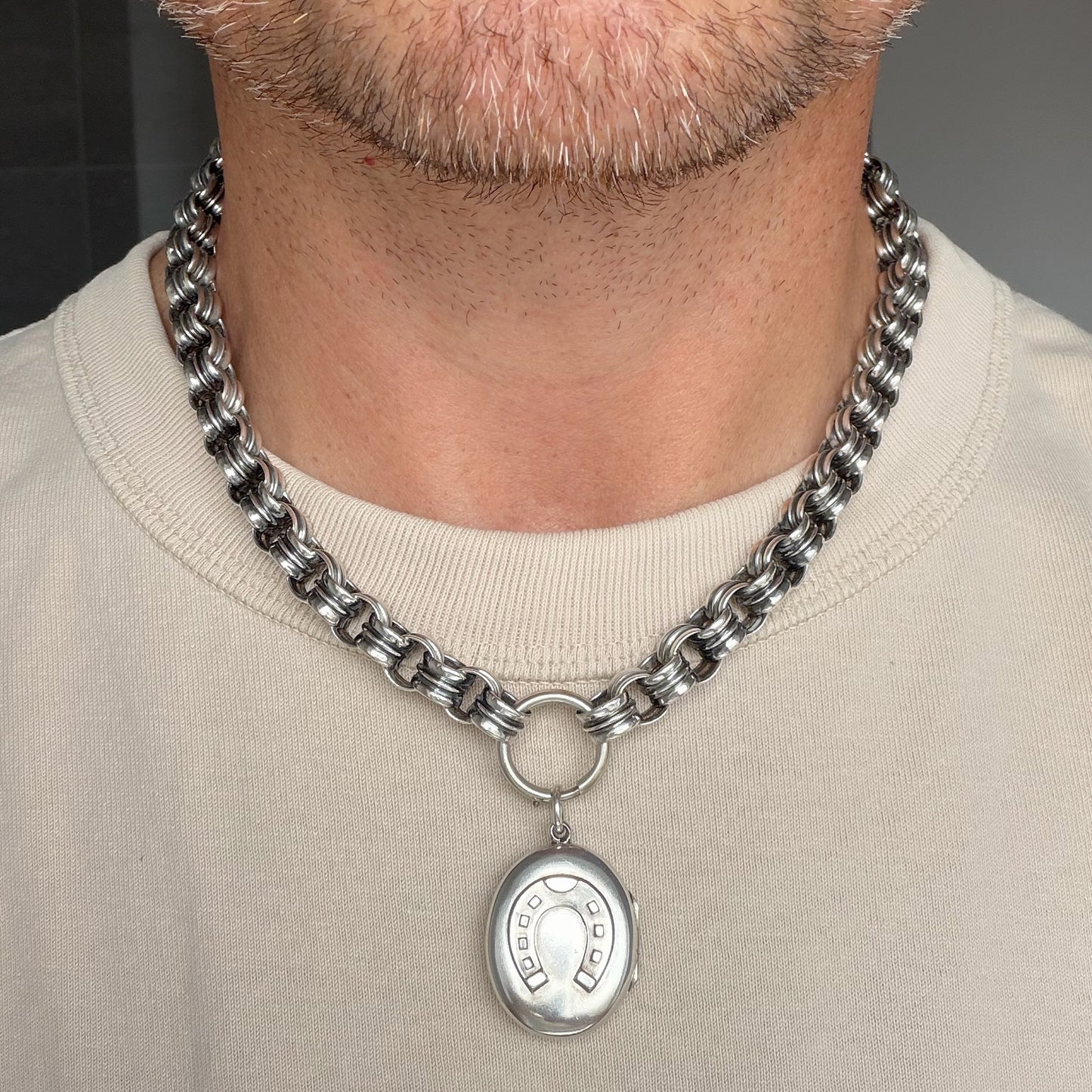 Victorian sterling silver double belcher collar chain