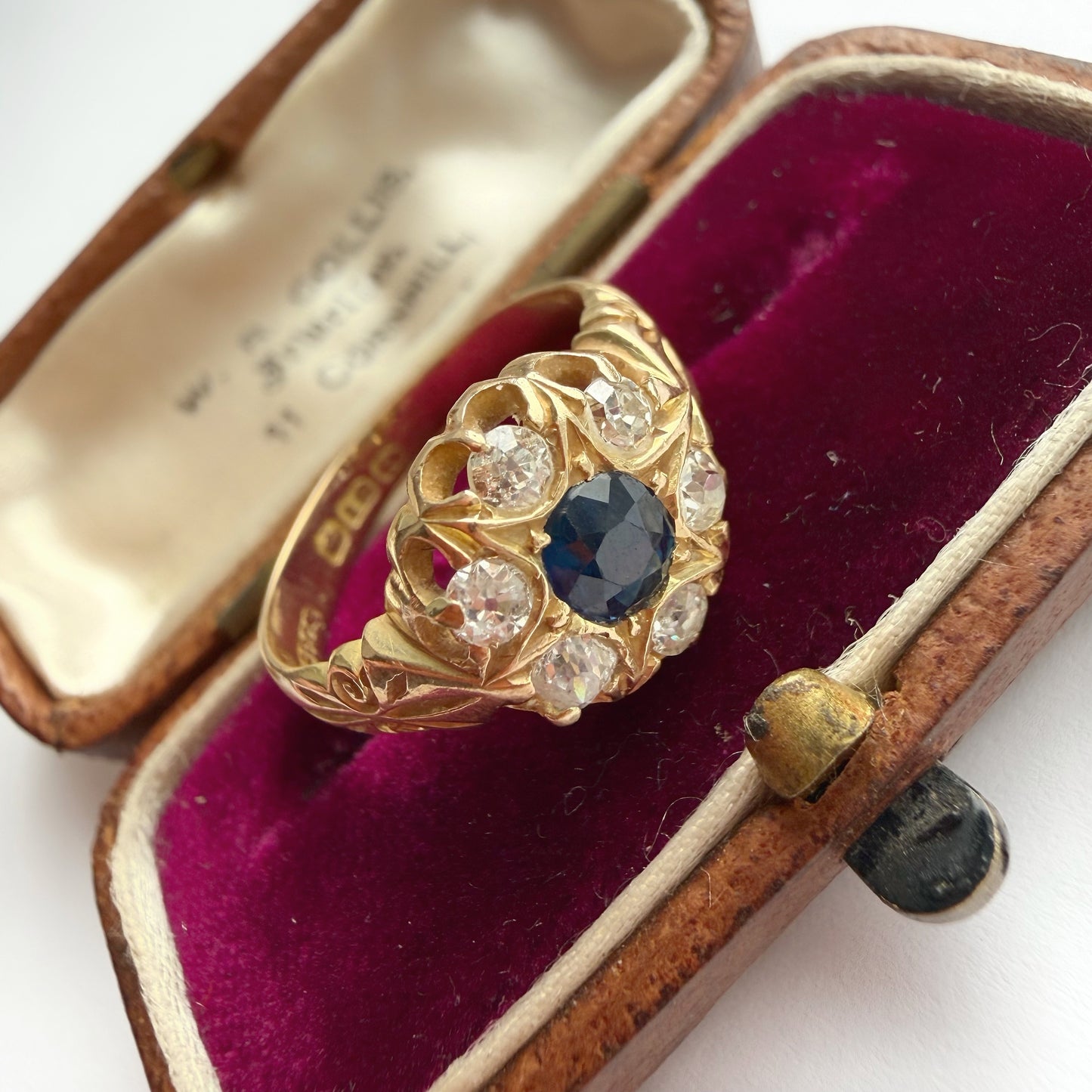 Victorian 18ct gold, diamond & sapphire ring