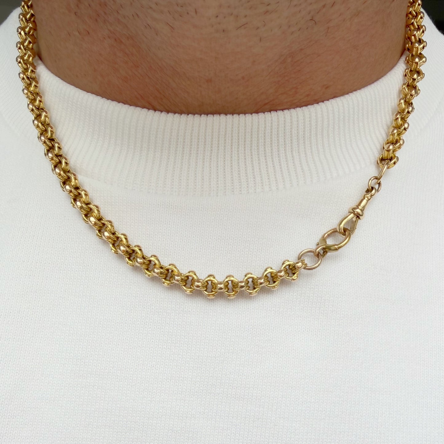 Antique 15ct gold fancy link belcher chain