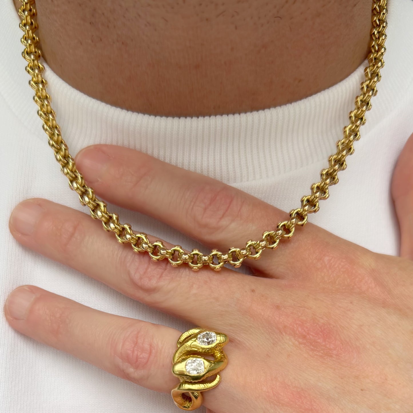 Antique 15ct gold fancy link belcher chain