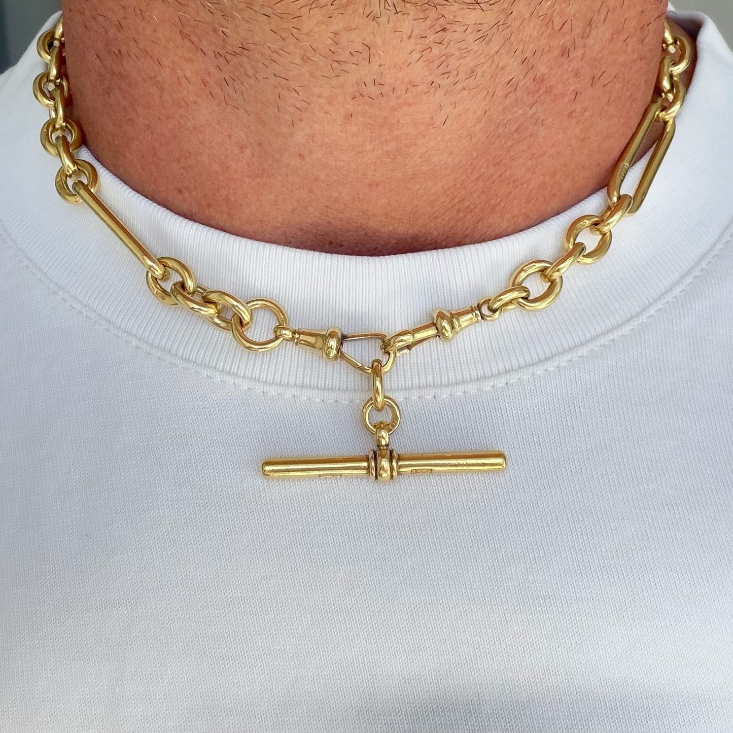 Victorian 9ct gold paperclip link Albert/watch chain