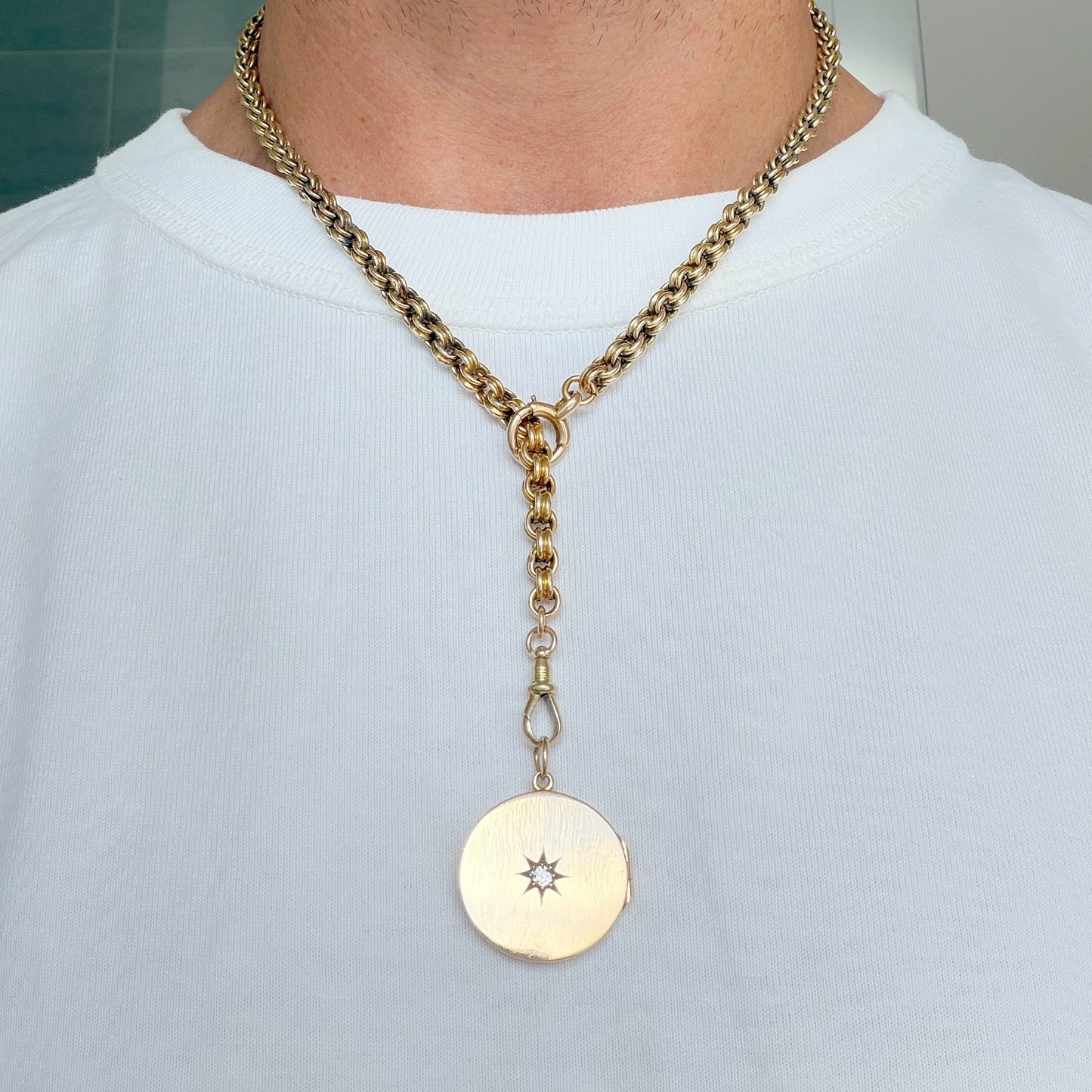 Victorian 15ct gold double belcher chain