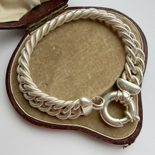 Vintage sterling silver textured curb bracelet