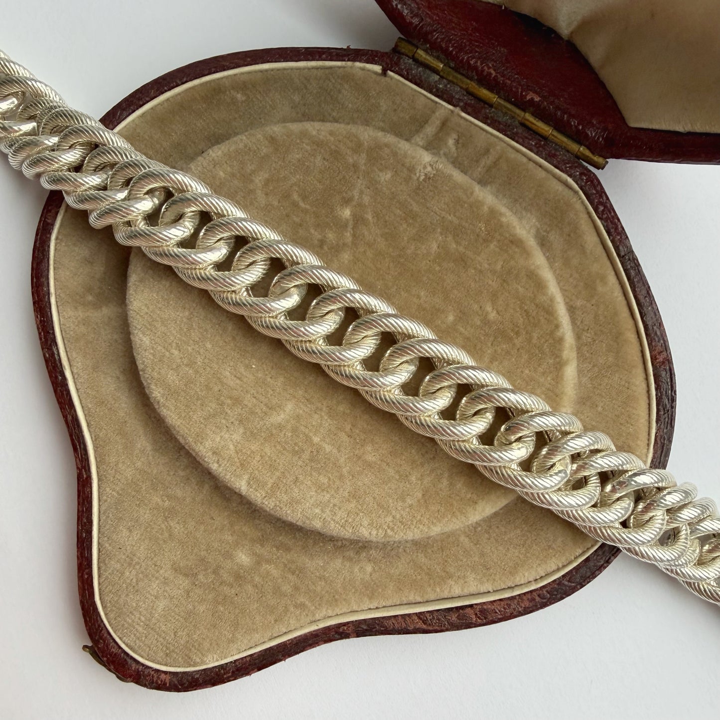 Vintage sterling silver textured curb bracelet