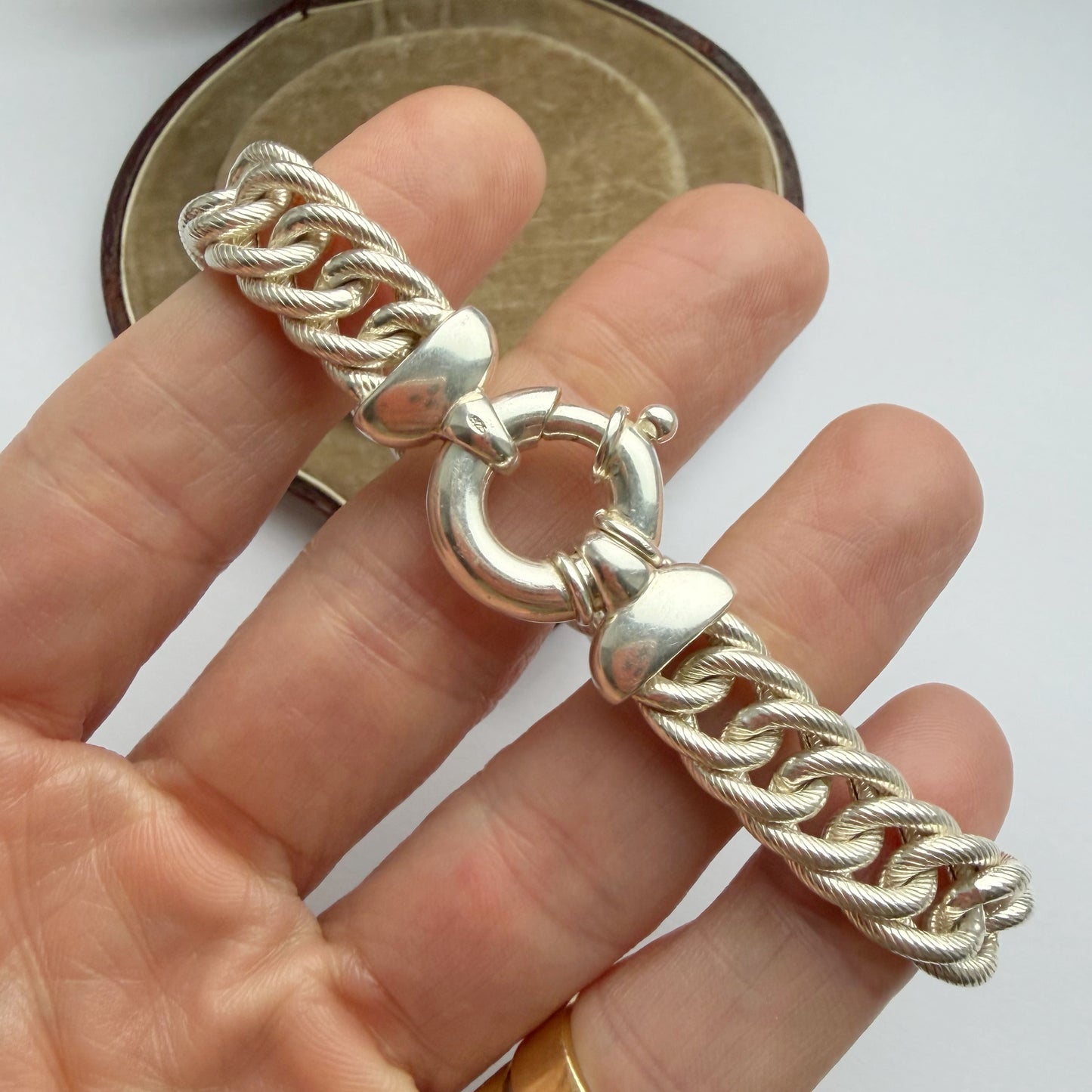 Vintage sterling silver textured curb bracelet