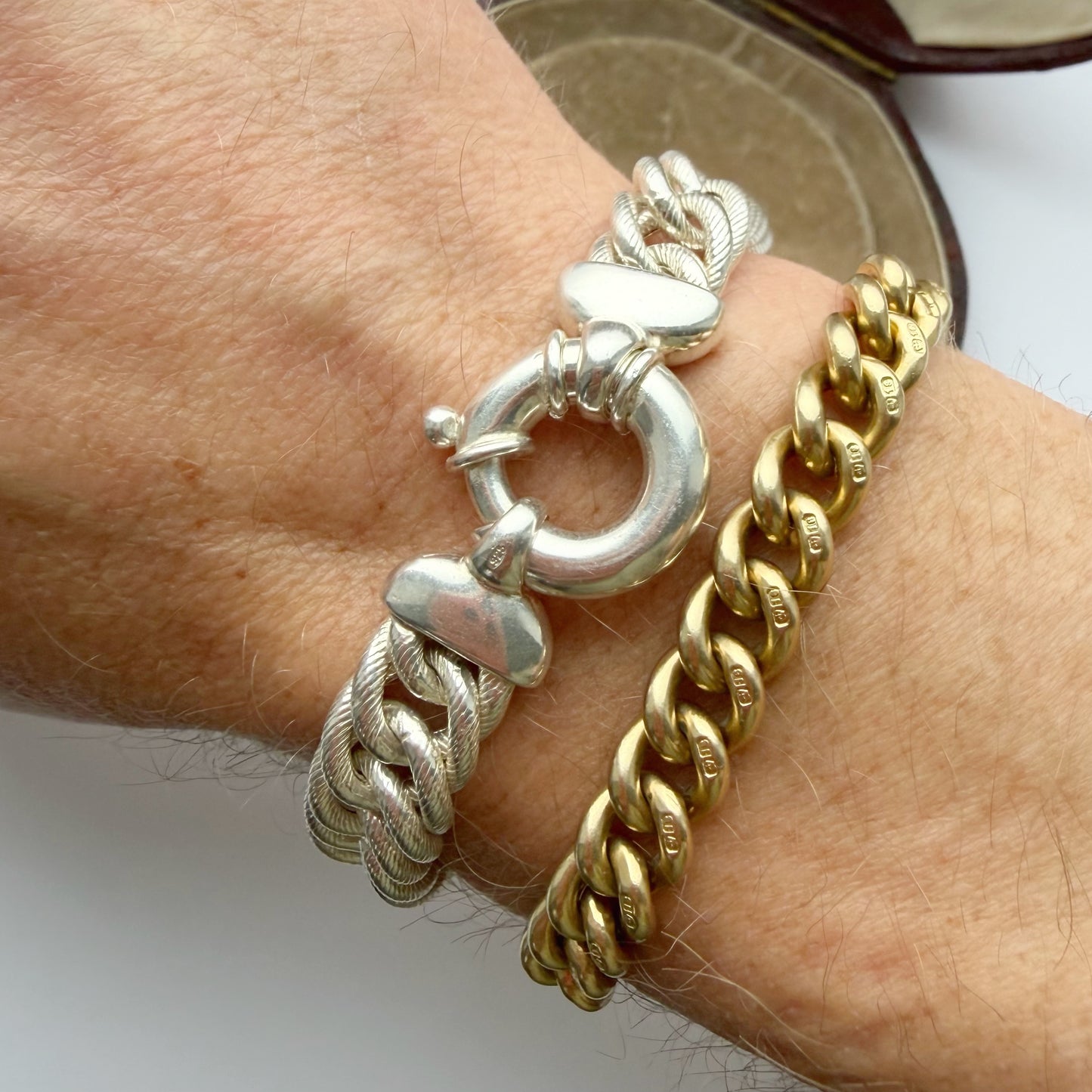 Vintage sterling silver textured curb bracelet