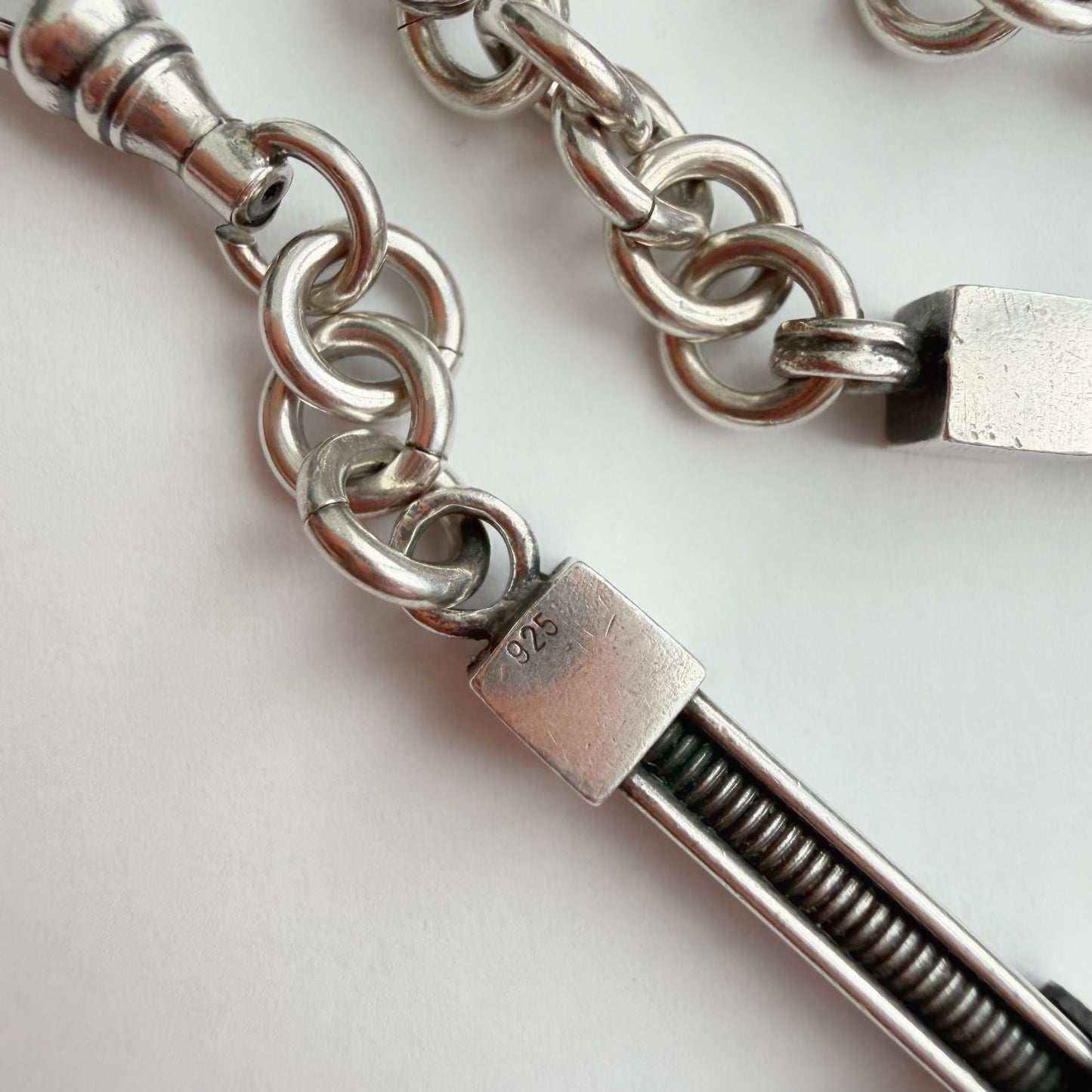 Vintage silver bar link Albert/watch chain