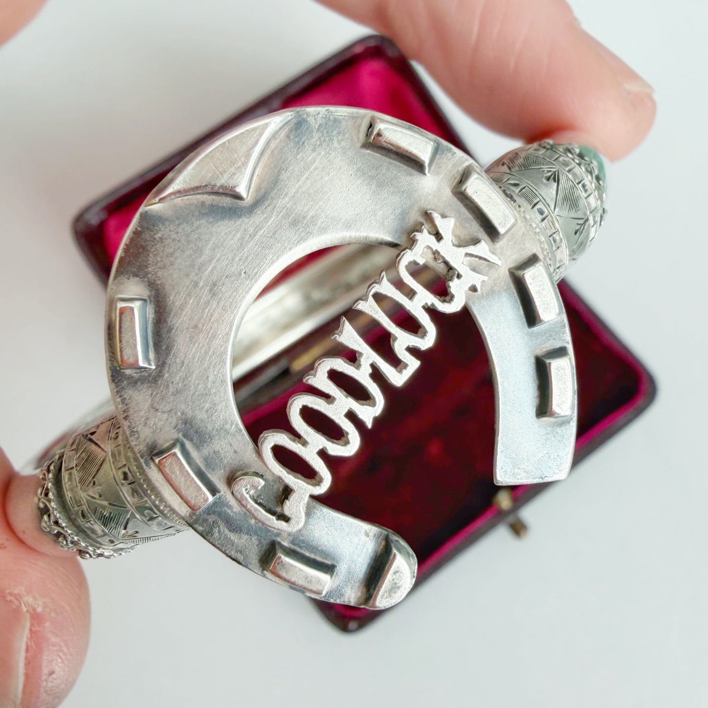 Victorian silver 'Good Luck' bracelet