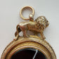Victorian 9ct gold & banded agate lion compass fob